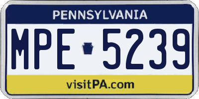 PA license plate MPE5239