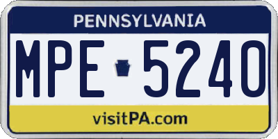 PA license plate MPE5240