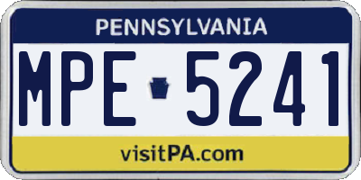 PA license plate MPE5241