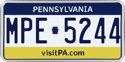 PA license plate MPE5244
