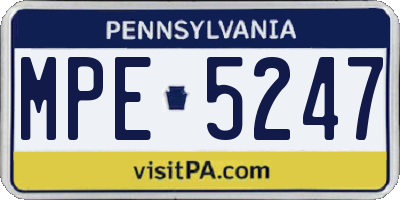 PA license plate MPE5247