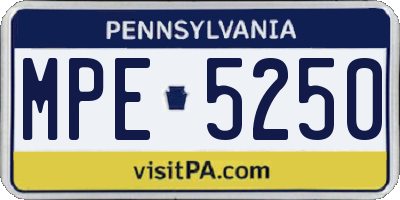 PA license plate MPE5250