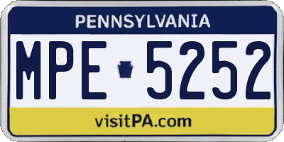PA license plate MPE5252