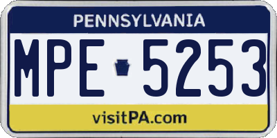 PA license plate MPE5253