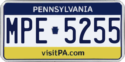 PA license plate MPE5255
