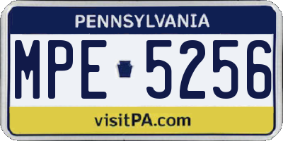 PA license plate MPE5256