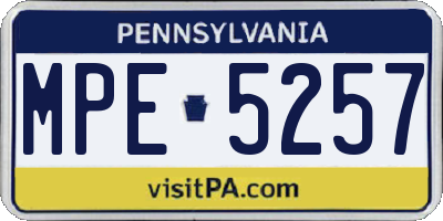 PA license plate MPE5257