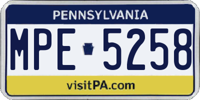 PA license plate MPE5258