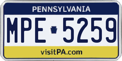 PA license plate MPE5259