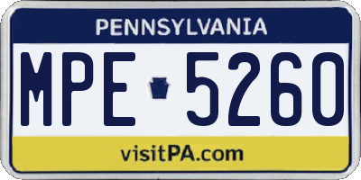 PA license plate MPE5260