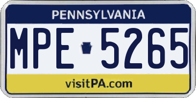 PA license plate MPE5265