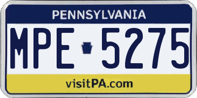 PA license plate MPE5275