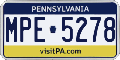 PA license plate MPE5278