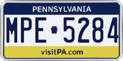 PA license plate MPE5284