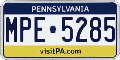 PA license plate MPE5285