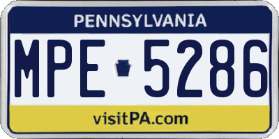 PA license plate MPE5286