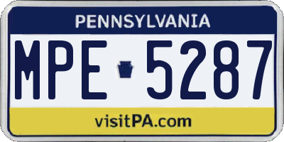 PA license plate MPE5287