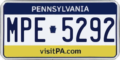 PA license plate MPE5292