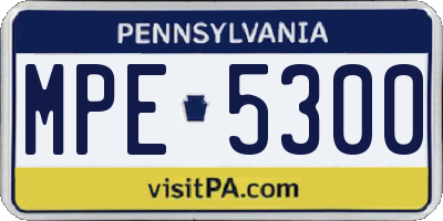 PA license plate MPE5300