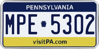 PA license plate MPE5302