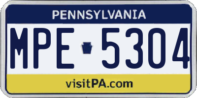 PA license plate MPE5304