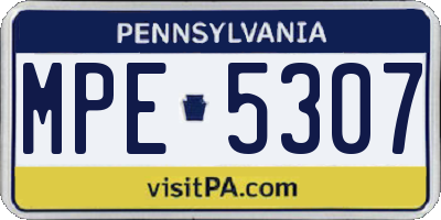 PA license plate MPE5307
