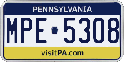 PA license plate MPE5308