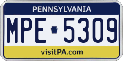 PA license plate MPE5309