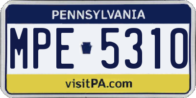 PA license plate MPE5310