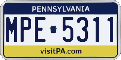PA license plate MPE5311