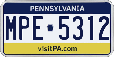 PA license plate MPE5312