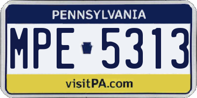 PA license plate MPE5313