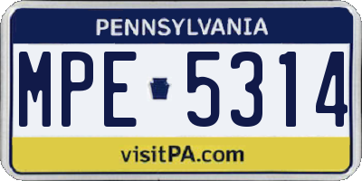 PA license plate MPE5314