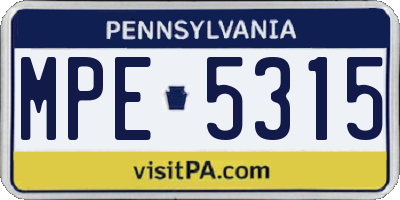 PA license plate MPE5315