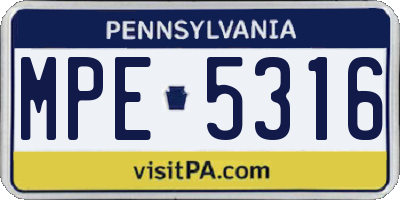 PA license plate MPE5316