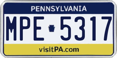 PA license plate MPE5317
