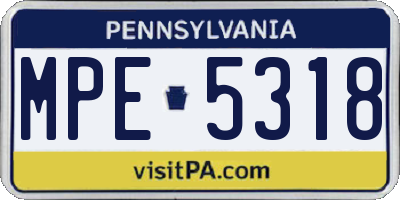 PA license plate MPE5318
