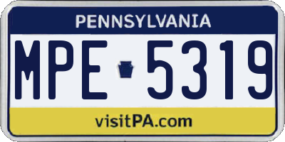 PA license plate MPE5319