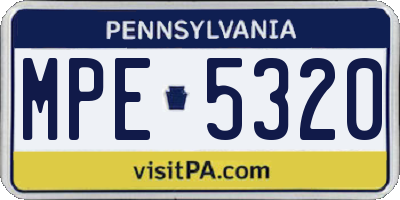 PA license plate MPE5320