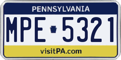 PA license plate MPE5321