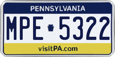 PA license plate MPE5322