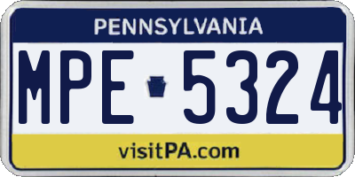 PA license plate MPE5324