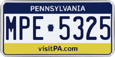 PA license plate MPE5325