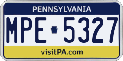 PA license plate MPE5327