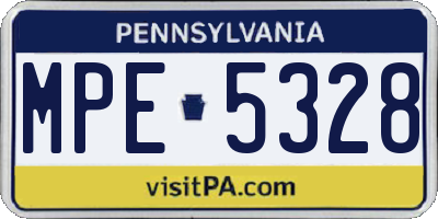 PA license plate MPE5328