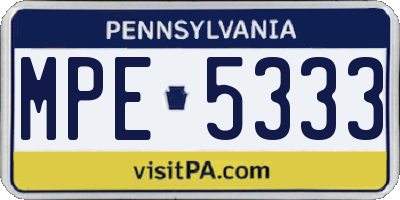 PA license plate MPE5333