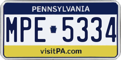 PA license plate MPE5334