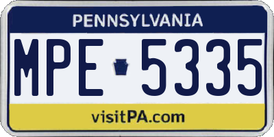 PA license plate MPE5335
