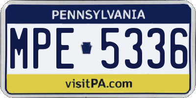 PA license plate MPE5336