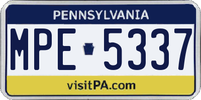 PA license plate MPE5337